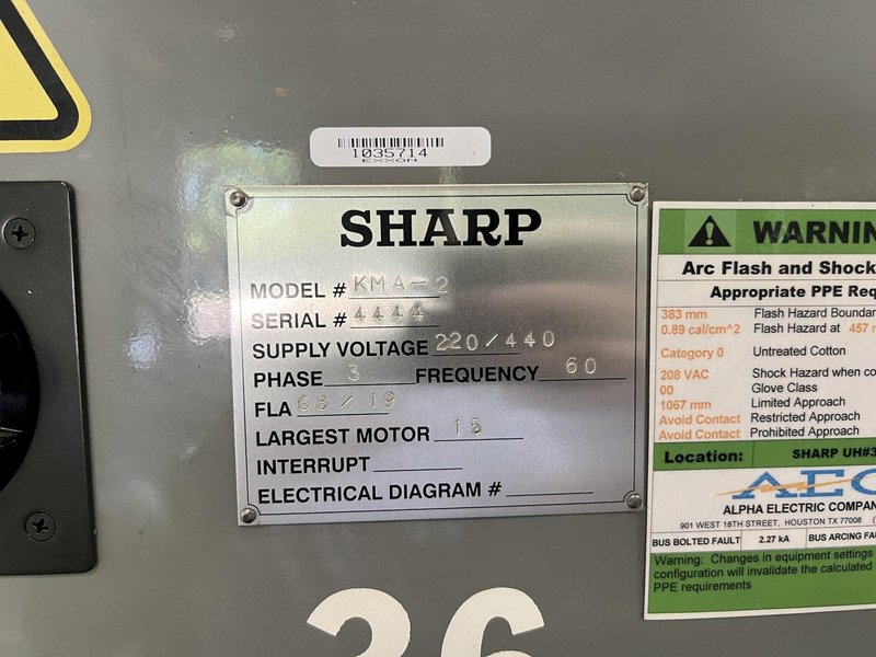 Used, Sharp Model KMA-2 Vertical Milling Machine