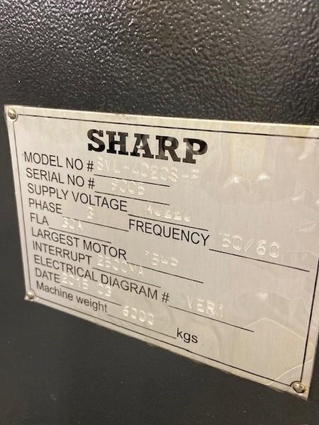 20&quot; x 40&quot; SHARP MODEL #SVL-4020S-F VERTICAL CNC MACHINING CENTER, NEW 2016: STOCK #19426