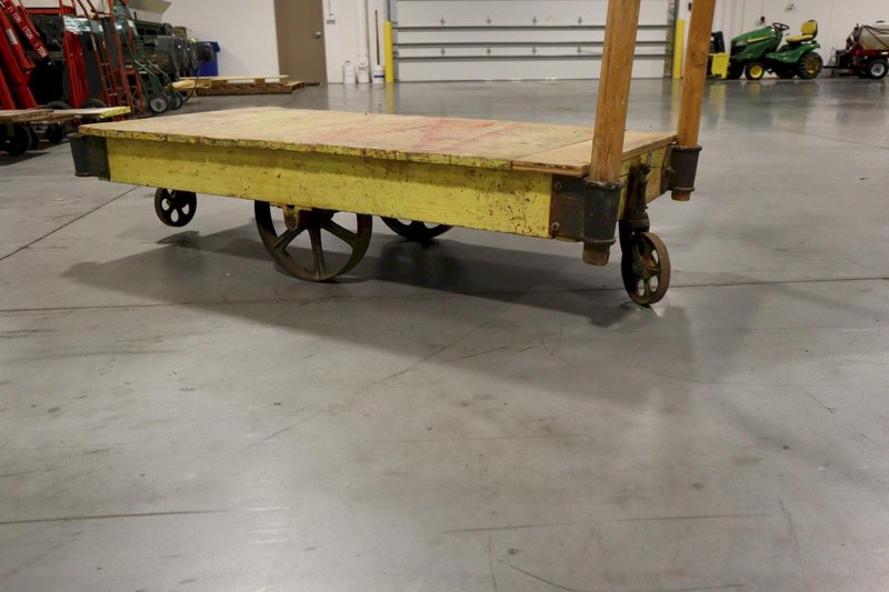 Antique Nutting Railroad Style Cart, 14" Center Wheels with 7" Swivel Wheels and Moveable Handles ***Vintage Nutting Brand Hardware***- Auction Item