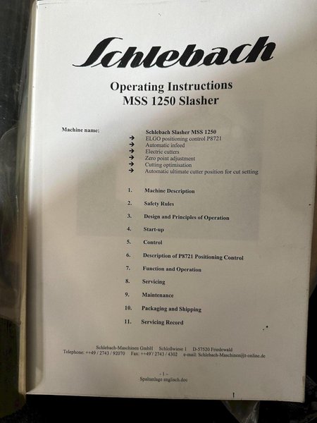 48&quot; X 18 GAUGE SCHLEBACH MODEL #MSS-1250 SLASHER (SLITTING &amp; CROSS CUTTING) SLEAR MACHINE: STOCK #19238