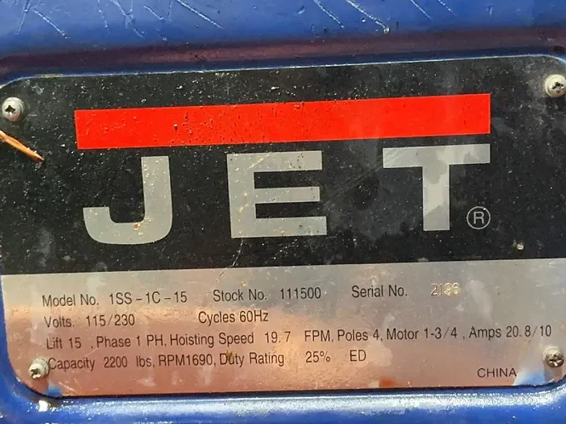 Jet 2200 Lbs Electric Hoist - 1ss-1c-15