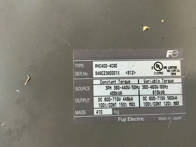 FUJI ELECTRIC PWM CONVERTER   -  RHC400-4CAE