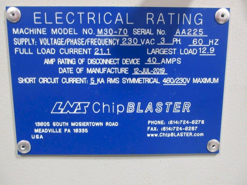LNS ChipBlaster M30-70 High Pressure Coolant System, Portable on Wheels- Auction Item