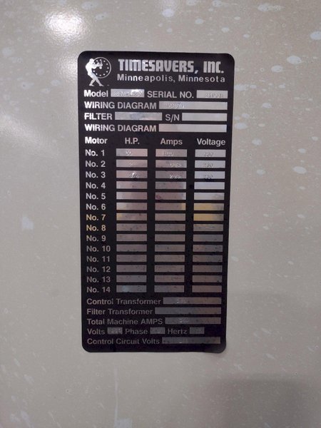 42" X 50 HP TIMESAVER MODEL #343-1SG  SLAG GRINDER BELT SANDER WITH HAMMOND DUST COLLECTOR: STOCK #17009