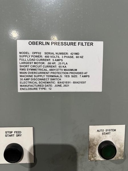 Oberlin Model OPF02 Pressure Filter Coolant System