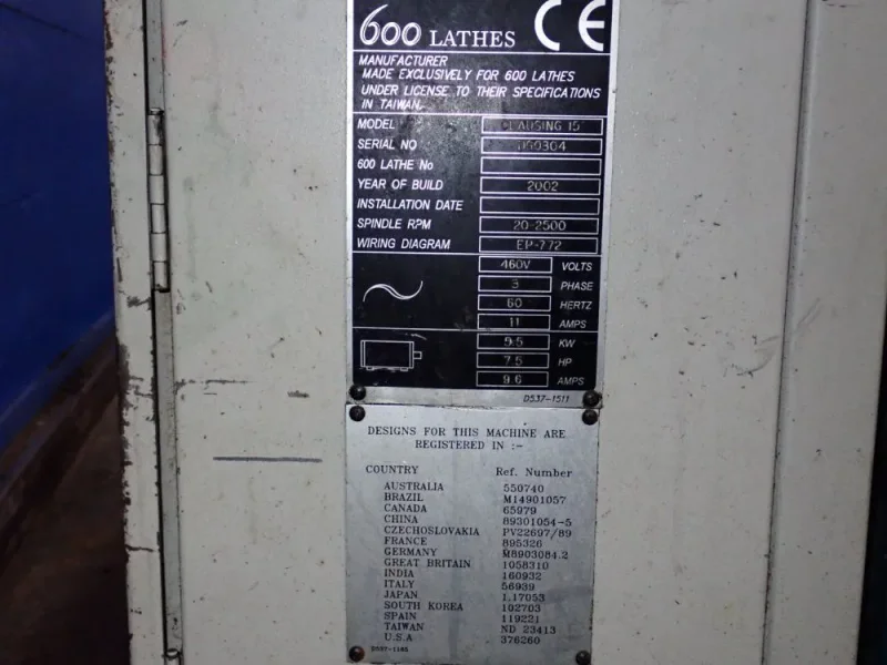 CLAUSING 15" X 48" COLCHESTER 15' LATHE  -  CLAUSING 15