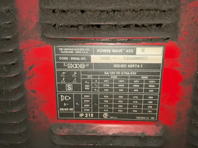 LINCOLN ELECTRIC 455  AMPS POWERWAVE 455 WELDER   -  POWERWAVE 455