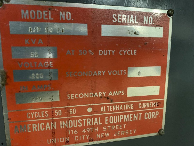50 KVA American Industrial Resistance Welder Model A/P 50-24