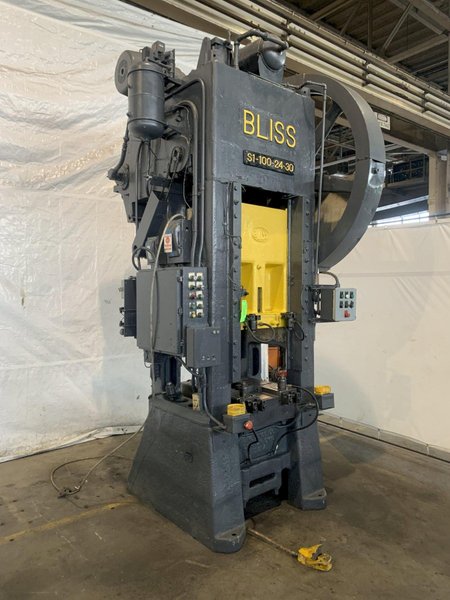 100 TON BLISS S1-100-24-30 STRAIGHT SIDE PRESS. STOCK # 1263020