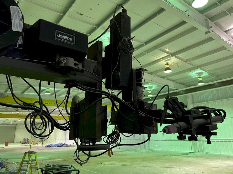 20&#039; RANSOME RAIL MOUNTED WELDING MANIPULATOR WITH LINCOLN WELDERS: STOCK #17950