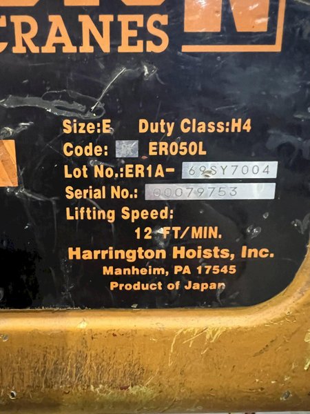10,000 LB (5 TON) HARRINGTON MOTORIZED CHAIN HOIST W/ POWER TROLLEY: STOCK #19953