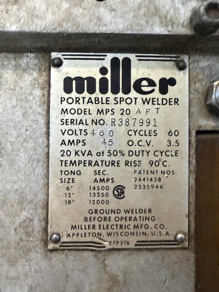 20 KVA Miller Resistance Spot Welder