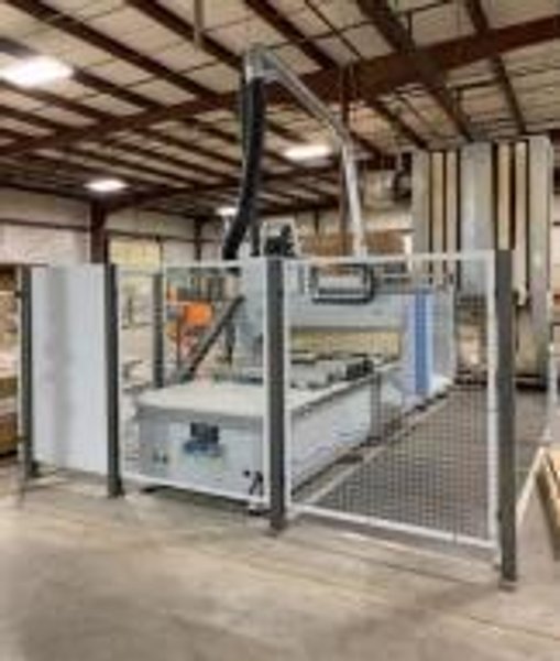 Weeke Venture 107M CNC Router, 2015 – 120″ x 50x Travels, Model BMG111, Free Standing Dust Collector, Safety Cage