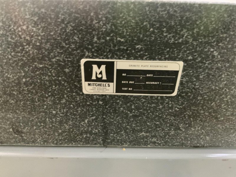 48" X 36" X 6" MITCHELLS GRANITE SURFACE PLATE: STOCK #81077