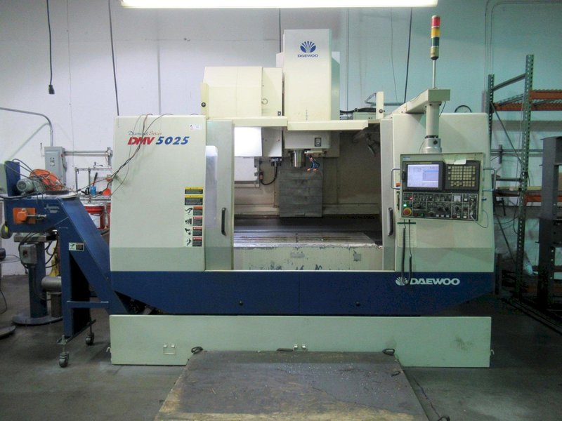 Daewoo DMV-5025 CNC Vertical Machining Center with Fanuc 21i-MB, 24 ATC, 12K RPM, Thru Spindle Coolant, Chip Conveyor- Auction Item