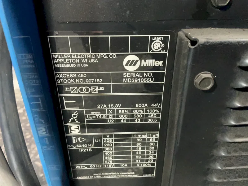 Miller  600 A Welder  - Axcess 450