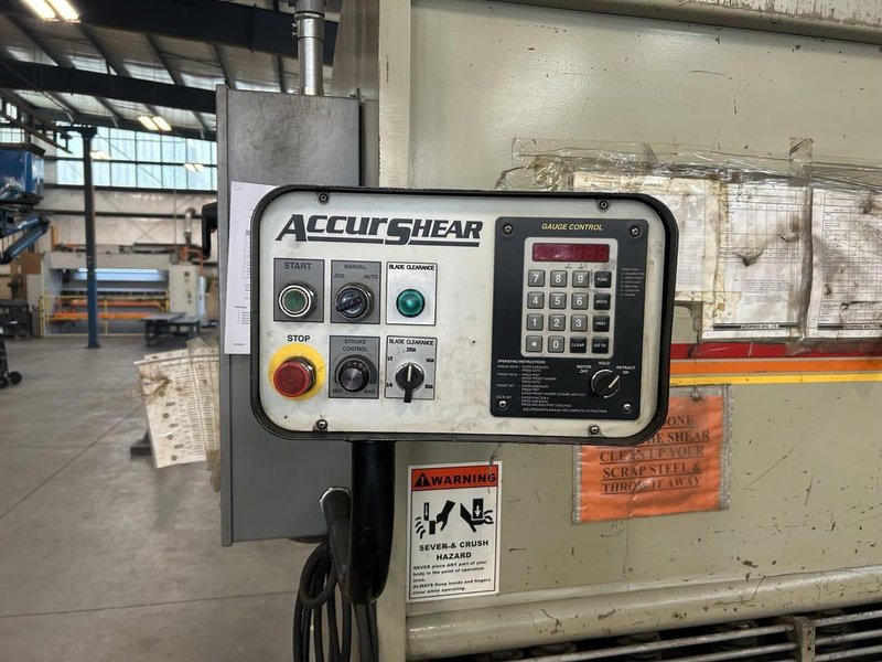 1/2” x 12’ AccurShear 650012 Hydraulic Power Squaring Shear, 2006 – Backgauge