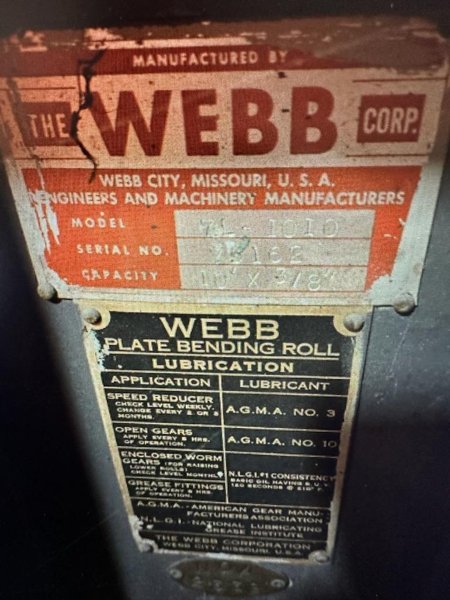 1 - PREOWNED WEBB ROLL, MODEL #: 7L-1010, S/N: 75162