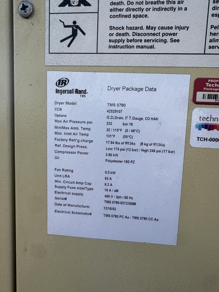 500 CFM INGERSOLL RAND TMS- 078 AIR DRYER. STOCK # 0887425