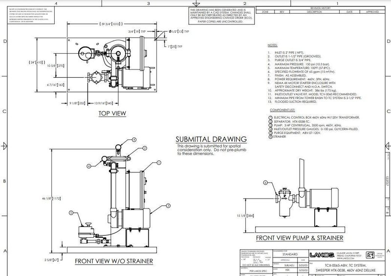 65 GPM X 3 HP LAKOS FILTRATION PUMP &amp; STRAINER: STOCK #21909