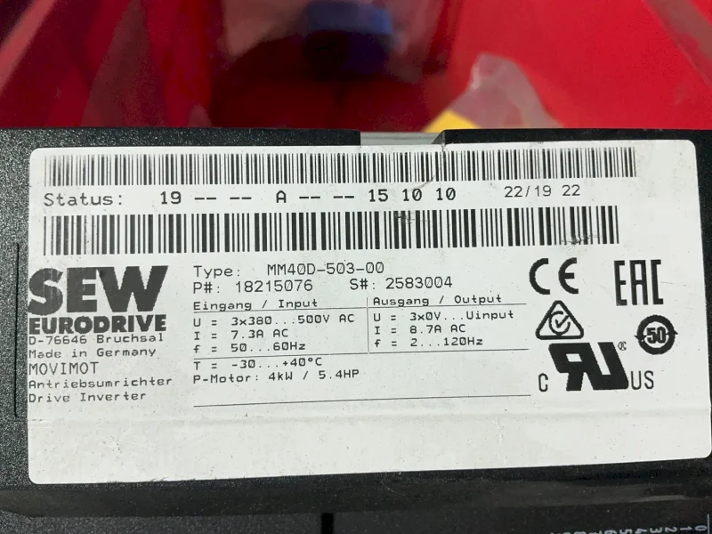 SEW EURODRIVE MOVIMOT FREQUENCY INVERTER   -  MM40D-503-00