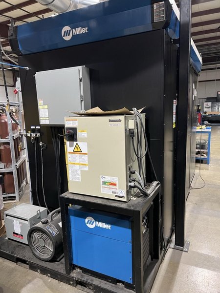 Miller PerformArc PA350S 6-Axis Robotic Welding Cell, 2020 – Fume Extractor and Hood Arm, Indexing Rotary, Tregakiss Torch-Reamer-Sprayer