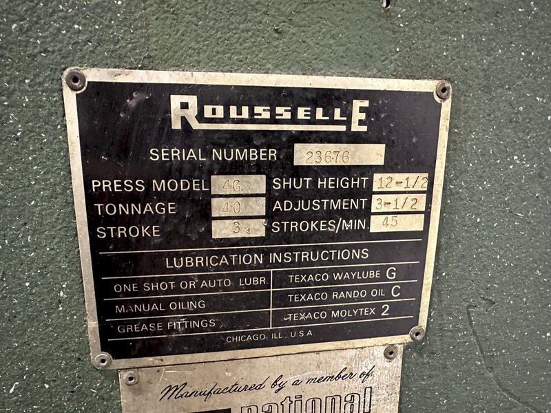 40 TON ROUSSELLE MODEL # 4G BACK GEARED PRESS: STOCK #77800