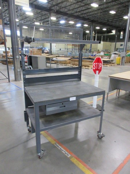 Work Bench, Heavy Duty Steel with Wood Top and Drawer, Portable- Auction Item