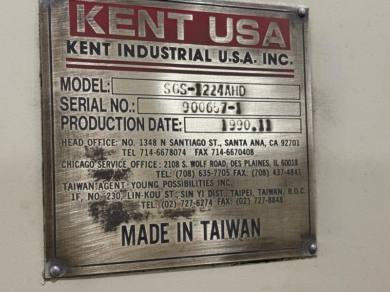 12&quot; X 24&quot; KENT SGS-1224AHD HYDRAULIC SURFACE GRINDER: YOBRO #24466