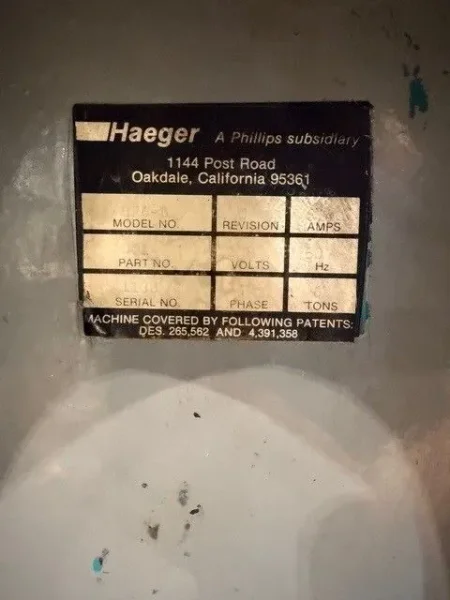 HAEGER HP6-B  6 Ton Hydraulic Insertion Press &amp; Autofeed Bowl USA #7306