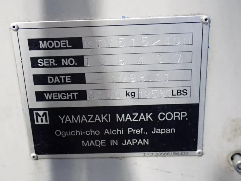MAZAK 21" X 51" TABLES CNC VMC  -  MTV515/40N