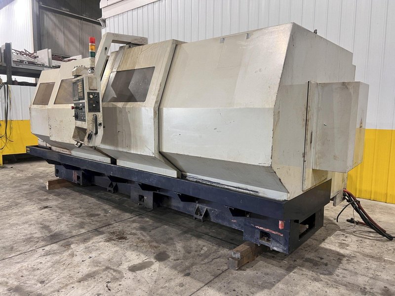 32" x 120"  X 12" HOLLOW SPINDLE WILLIS MODEL #32120-ENC BIG-BORE CNC LATHE, WITH FANUC CONTROLS: STOCK #21891
