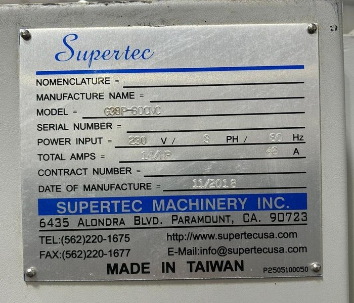 Supertec G38P-60 CNC Cylindrical Grinder – 2018