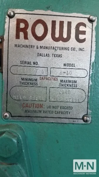 ROWE MODEL B-10 STRAIGHTENER/COIL FEEDER