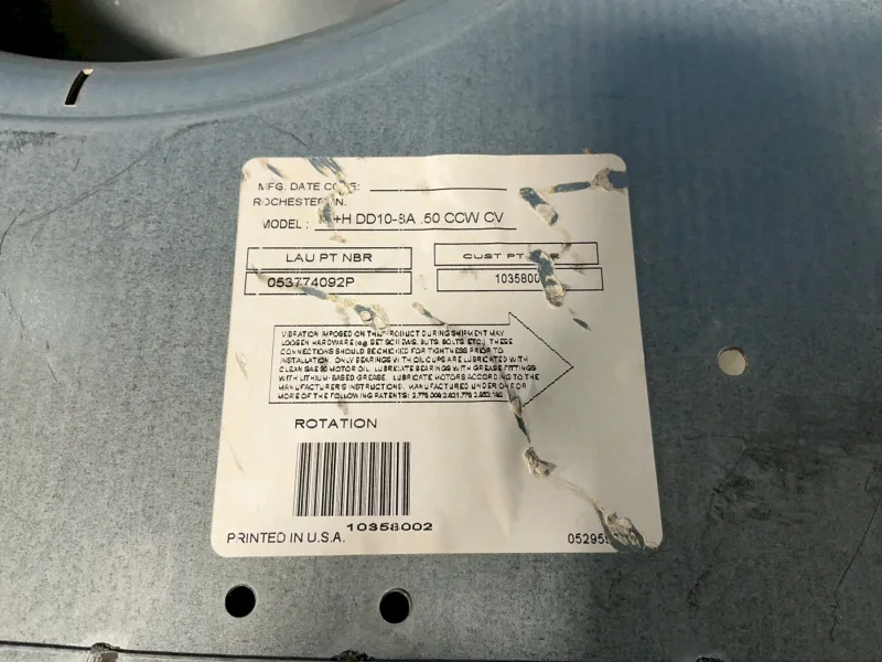 LAU INDUSTRIES 1/3 HP BLOWER WHEELS  -  W+H DD10-8A .50 CCW CV