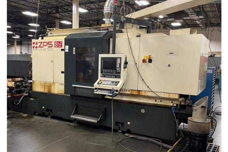 ZPS Mori-Say 8/42 42-mm 8-Spindle CNC Screw Machine, 2015 – Y-Axis Stations, 3 Live Tools, Motorized Bar Feeder, Jorgenson Chip Conveyor