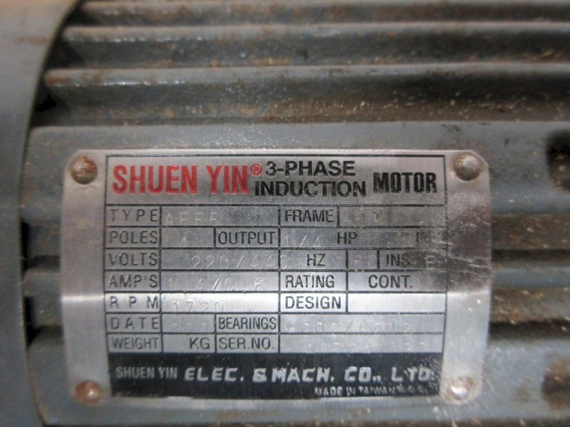 Shuen Yin 3 Phase Induction Motor 1/4hp 1720rpm - Auction Item