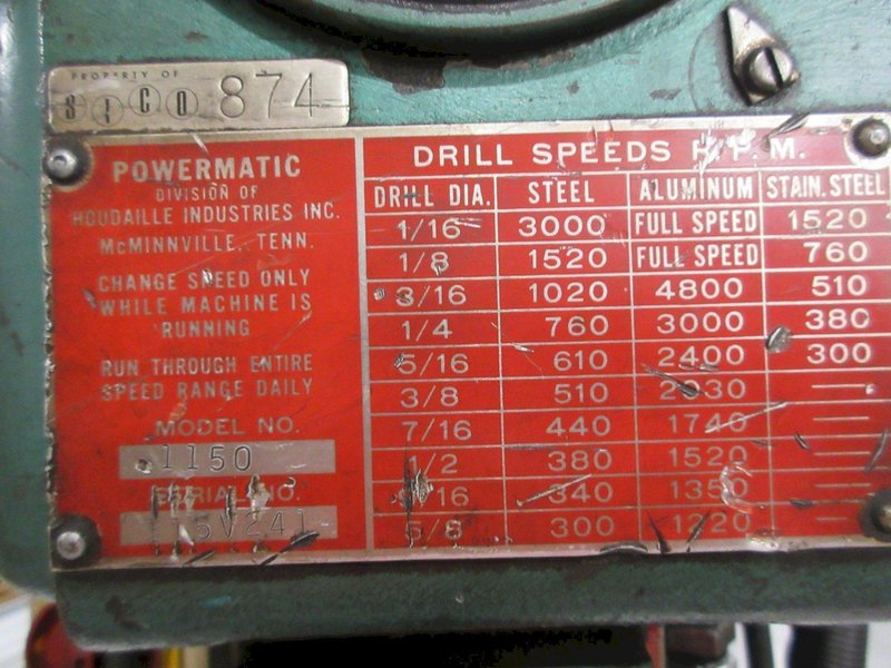 Powermatic Model 1150 15" Drill Press on Portable Rolling Stand, Wired Through Emerson VFD 120V Single Phase- Auction Item