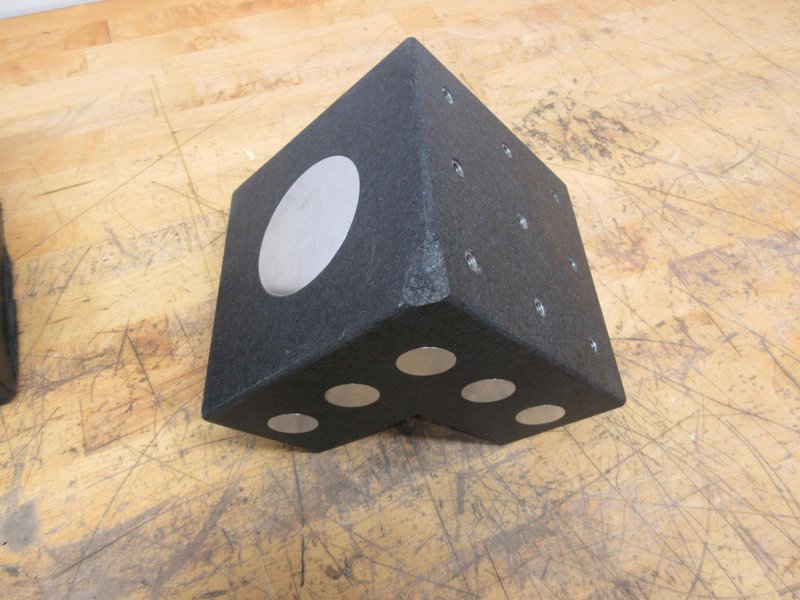 Granite Angle Plate 6" x 6" x 6" with Magnetic Inserts and 1/4-20 Mounting Holes in Protective Case- Auction Item