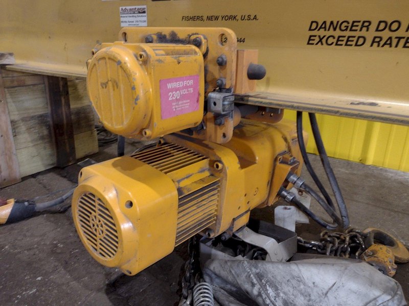 2 TON x 12&#039; GORBEL TENSION STAND JIB CRANE WITH 2 TON HARRINGTON HOIST &amp; POWER TROLLEY: STOCK #18873