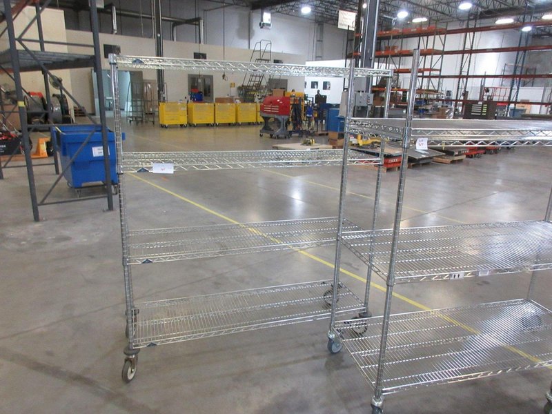 Uline Rolling Metal Wire Carts, (3) Total, (1) 60" x 18" x 78" &amp; (1) 60" x 18" x 70" &amp; (1)  60" x 24" x 70"- Auction Item