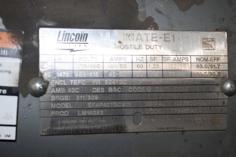 40 HP LINCOLN ELECTRIC MOTOR: STOCK #76579