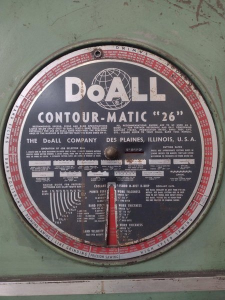 26&quot; DOALL MODEL #26-4 CONTOUR-MATIC VERTICAL HIGH SPEED BAND SAW: STOCK 18313