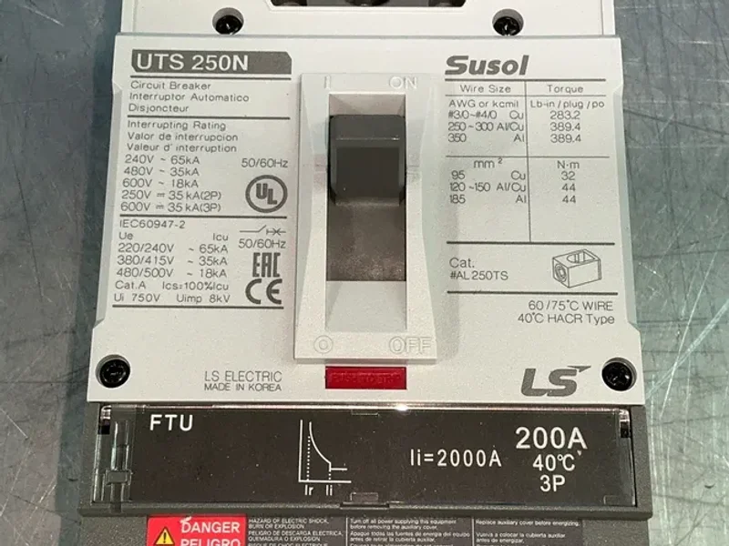 LS ELECTRIC 200 AMP UTS250N MOLDED CASE CIRCUIT BREAKERS  -  02090003UL
