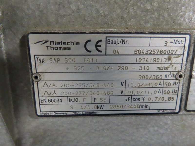 Rietschle Thomas Bora SAP 300 (01) Vacuum Pump and (2) Shelf Cart- Auction Item