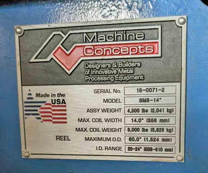 8,000# x 14" Machine Concepts Uncoiler