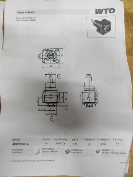 WTO QuickFlex Live Tool Holders for Eurotech Biglia T3, (1ea) Radial and Axial ER25 Collet Type, ***NEW IN BOXES**- Auction Item