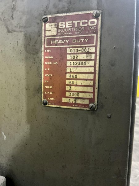 1 HP SETCO MODEL #102 DUST COLLECTOR: STOCK 14097