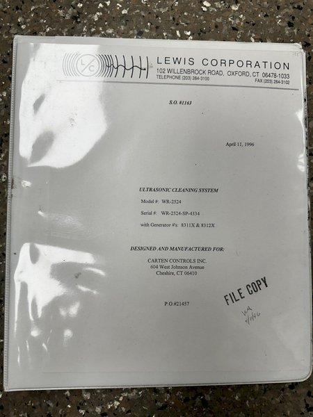 24&quot; X 25&quot; LEWIS MODEL #WR-2524 ULTRASONIC WASH &amp; RINSE WASHER STATION: STOCK #20844