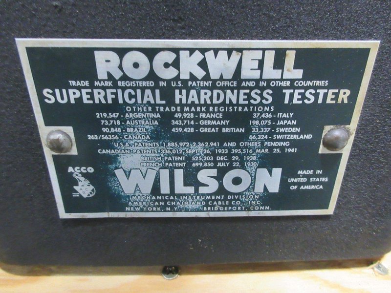 Rockwell Model 3 YS Superficial Hardness Tester with Weights and Anvil Attachments- Auction Item